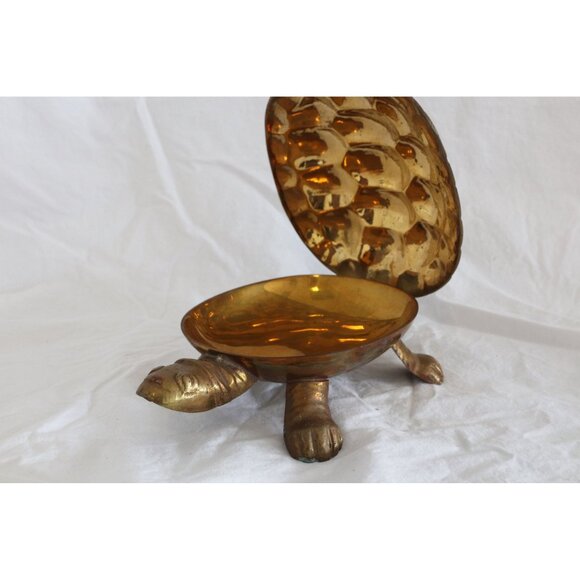 Vintage Solid Brass Turtle Trinket Box Hinged Lid - Picture 3 of 5